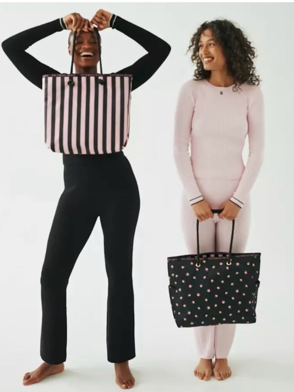 Victoria's Secret Pink and Black Stripe Tote